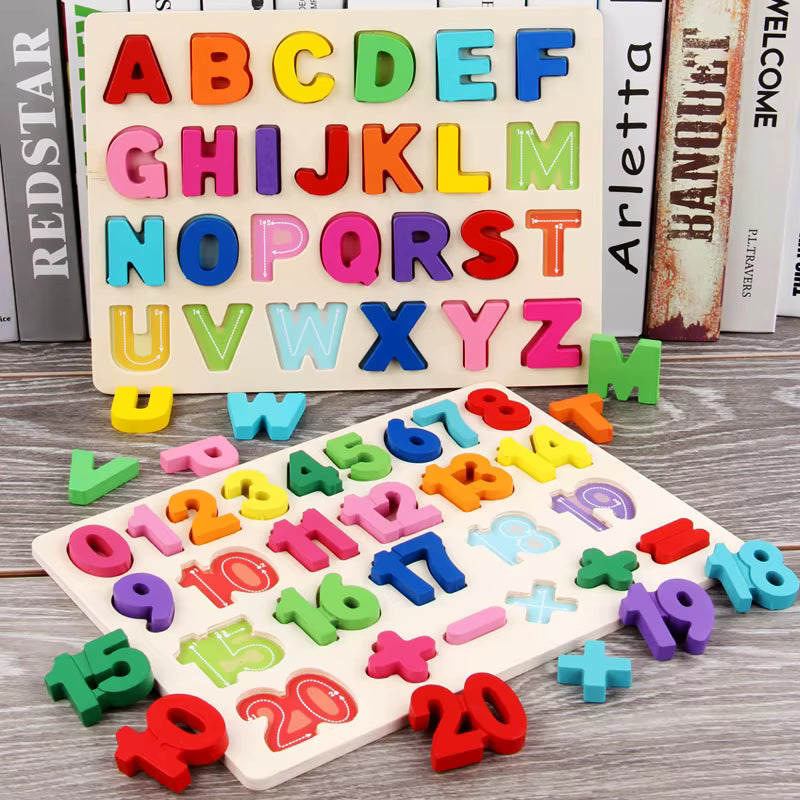 TAG more™ Wooden 3D Alphabet Numbers Shapes Puzzle | Kids Learning Toy - TAG more