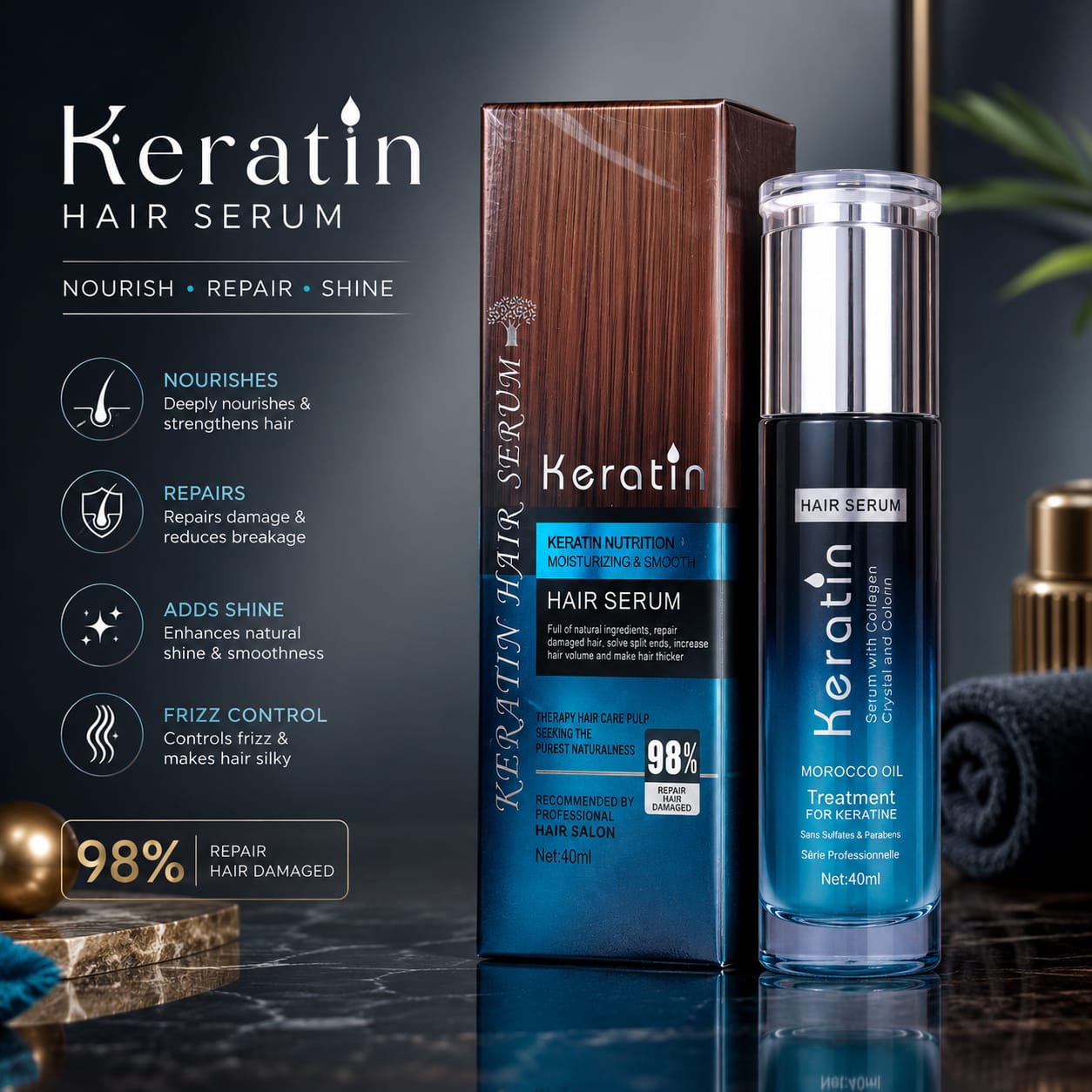 TAG more™ Keratin Hair Serum for Hair Growth & Repair