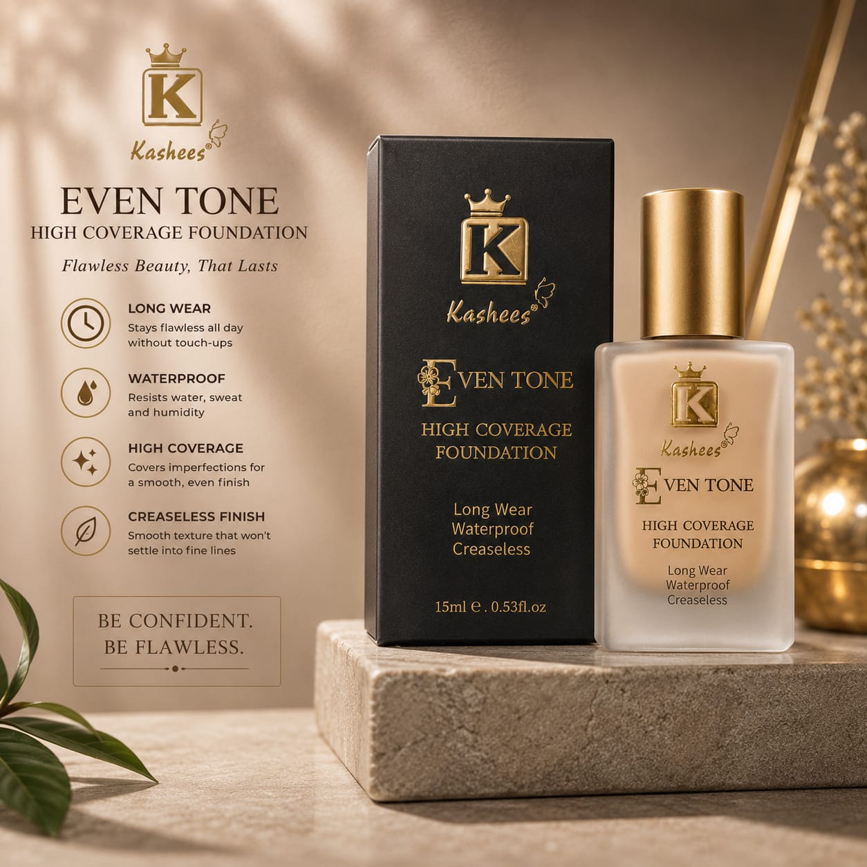TAG more™ Even Tone High Coverage Foundation | Long Wear Waterproof Foundation - TAG more