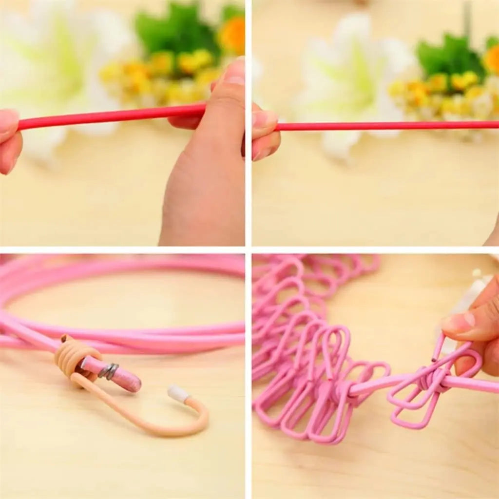TAG more™  Portable Retractable Windproof Clothesline with 12 Clips |  Drying Rope - TAG more