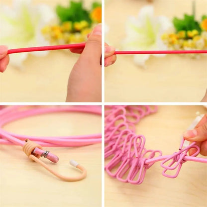 TAG more™  Portable Retractable Windproof Clothesline with 12 Clips |  Drying Rope - TAG more
