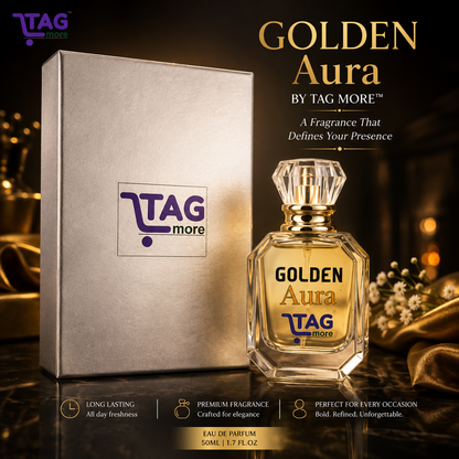 TAG more™ Golden Aura  | Long-Lasting Unisex Perfume | Elegant Luxury Fragrance for Men & Women