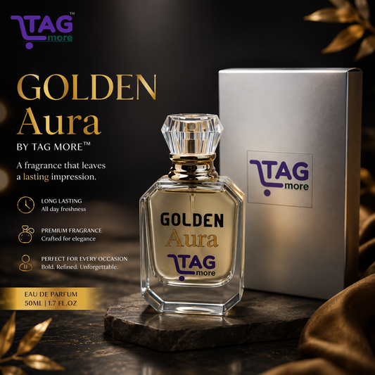 TAG more™ Golden Aura  | Long-Lasting Unisex Perfume | Elegant Luxury Fragrance for Men & Women