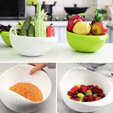 TAG more™ Plastic Rice Washing Bowl Colander | Fruit & Vegetable Drain Basket - TAG more