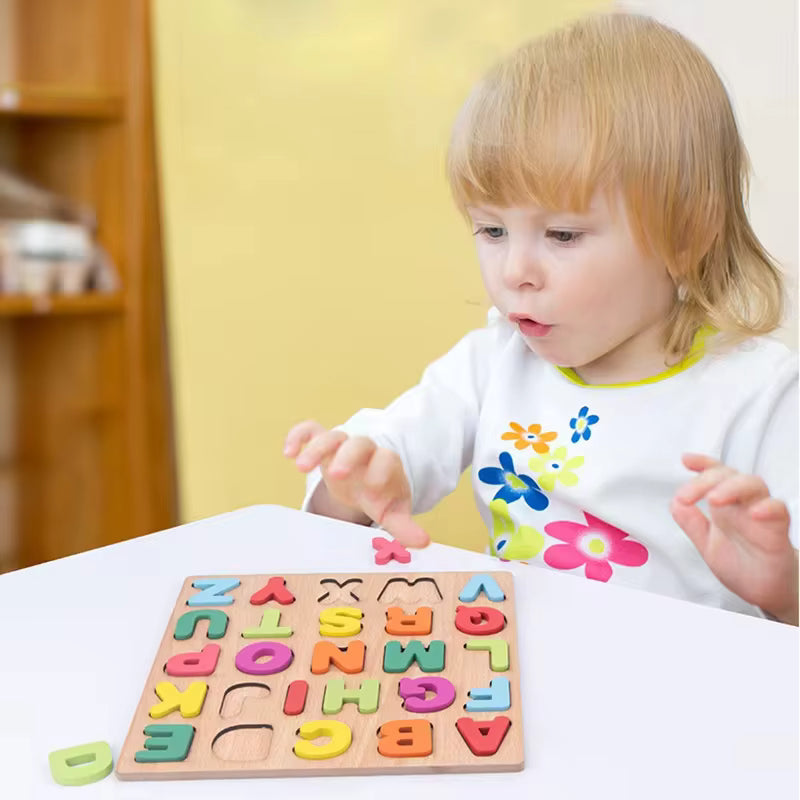 TAG more™ Wooden 3D Alphabet Numbers Shapes Puzzle | Kids Learning Toy - TAG more