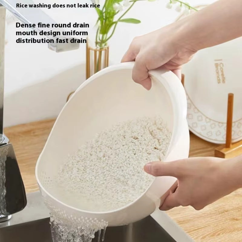 TAG more™ Plastic Rice Washing Bowl Colander | Fruit & Vegetable Drain Basket - TAG more