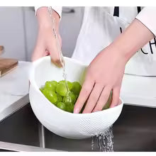 TAG more™ Plastic Rice Washing Bowl Colander | Fruit & Vegetable Drain Basket - TAG more