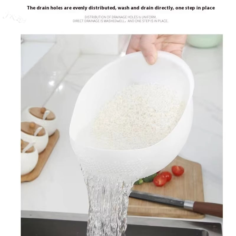 TAG more™ Plastic Rice Washing Bowl Colander | Fruit & Vegetable Drain Basket - TAG more