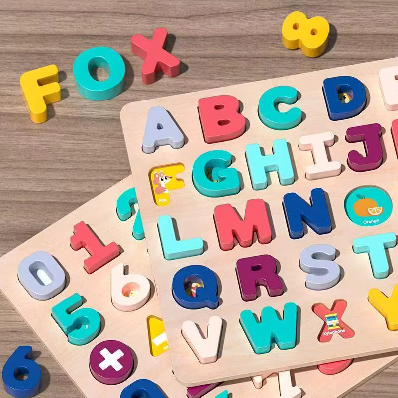 TAG more™ Wooden 3D Alphabet Numbers Shapes Puzzle | Kids Learning Toy - TAG more