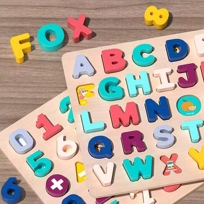 TAG more™ Wooden 3D Alphabet Numbers Shapes Puzzle | Kids Learning Toy - TAG more