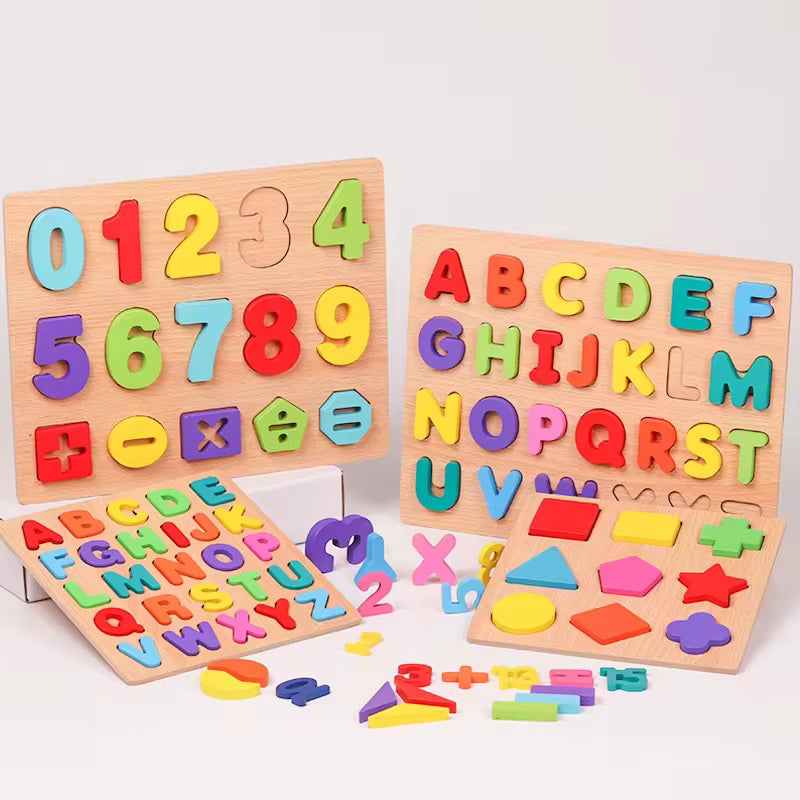 TAG more™ Wooden 3D Alphabet Numbers Shapes Puzzle | Kids Learning Toy - TAG more