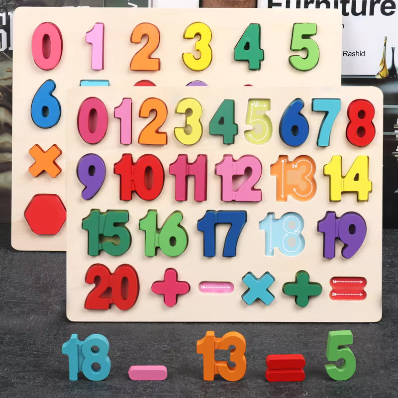 TAG more™ Wooden 3D Alphabet Numbers Shapes Puzzle | Kids Learning Toy - TAG more