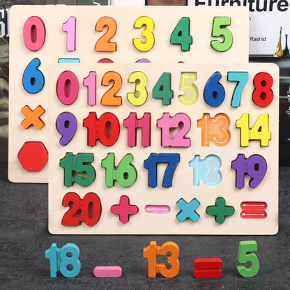 TAG more™ Wooden 3D Alphabet Numbers Shapes Puzzle | Kids Learning Toy - TAG more